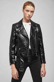 Anine Bing Jett Leather Jacket Black Patent Leather Jacket Leather Jacket Black Jackets