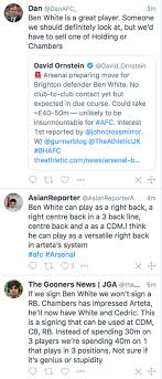 Arsenal are closing in on the £50m transfer of england defender ben white from brighton, with talks underway. Impressed Arsenal Fans Agree As 40m Ben White Transfer Decision Is Made Football London