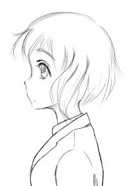 Use a series of long, overlapping curved lines to draw the hair at the face, passing behind the ear, at the back of the head, and the top of the head, connected by a rounded rectangular bun. 67 Ideas Hair Drawing Side View Anime Girls For 2019