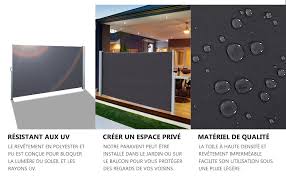 Paravent rétractable modèle livré avec pied supplémentaire pour ceux qui ne souhaitent pas le fixer au mur. Vounot Paravent Exterieur Avec Housse De Protection 140x300 Cm Auvent Retractable 1m40x3m Brise Vue Retractable Pour Jardin Balcon Terrasse Store Lateral Vertical Marron Amazon Fr Jardin