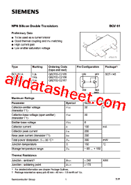 T ≤ 300µs, d = 2%. Bcv61 Datasheet Pdf Siemens Semiconductor Group