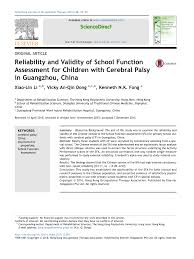 School Function Assessment Activity Performance Scales Scale