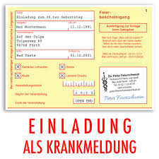Die geburtstagsparty kann nur ein richtiger erfolg werden, wenn auch die richtigen gäste anwesend sind. Einladungen Geburtstag Krankschreibung Krankmeldung Einladungskarten 30 40 50 60 Ebay Einladung Geburtstag Einladungen Geburtstag Kostenlos Einladungskarten Geburtstag