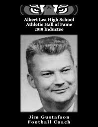JIM GUSTAFSON began coaching football in Albert Lea in the fall of 1956.  His record from fall 1956 until his first retirement i