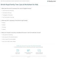 Even little kids will find a question or two that they can confidently answer (and won't they feel great when they do!). British Royal Family Tree Quiz Worksheet For Kids Study Com