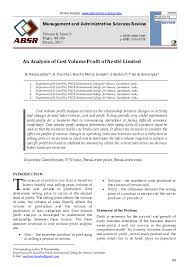 There are several different components that together make up cvp analysis. Pdf An Analysis Of Cost Volume Profit Of Nestle Limited Management And Administrative Sciences Review Issn 2308 1368 Academia Edu