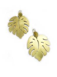 Monstera Leaf Statement Earrings Gold Bar Earrings Jewelry For Her Ear Jewelry