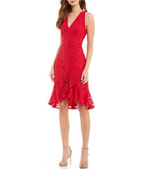 Shop For Maggy London V Neck Lace Hi Low Ruffle Hem Dress At Dillards Com Visit Dillards Com To Find Clothi Dresses Ruffle Hem Dress Metallic Cocktail Dresses