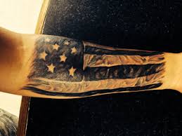 Black and white american flag tattoo. Black And White Ripped Skin American Flag Tattoo