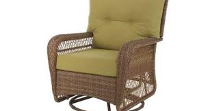 Martha Stewart Living Charlottetown Brown All Weather Wicker Patio Swivel Rocker With Green Bean Cu Outdoor Wicker Furniture Wicker Swivel Chair Green Cushions