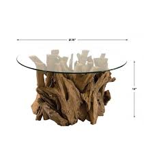 Complete with a glass top. Knotty Driftwood Round Glass Coffee Table