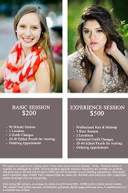 Senior Pricing Photography Pricing Photography Buisness Photography Templates