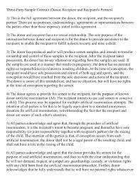 Article9 children should not be separated from their parents unless it is for their own good. 3 Party Sperm Donor Agreement