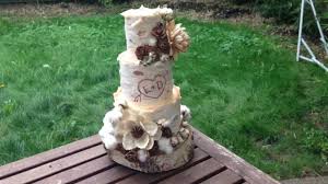 Buttercream Birch Tree Wedding Cake Tutorial Rustic Birch Log Wedding Cake Playlist Wedding Cake Tutorial Birch Tree Cakes Fresh Flower Cake