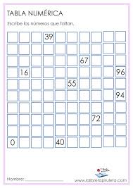 Tabla Numerica Numeracion Primaria Matematicas Numeros Actividades De Matematicas Matematicas Tabla