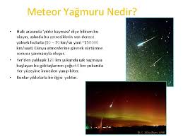 İnsanlar, her zaman yıldız kayması olayını izlemeyi çok severken meteorlar bu olayın başkahramanları arasında yer almaktadır. Asteroidler Kuyrukluyldzlar Meteorlar Kepler Yasalar 1 Yasa Tm