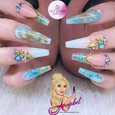 Ocean Breeze For This Set I Used Glitterbels Acrylic System Clear Monomer Glass Slippers Peacher Swag Nails Best Acrylic Nails Long Acrylic Nails