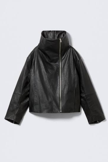 High Collar Leather Jacket