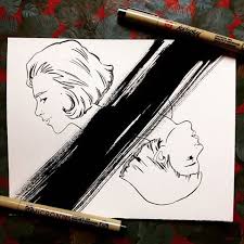 Two Faces Sketch Sketchbook Drawing Draw Illustration Ink Micron Inkart Blackandwhite Chinesein Face Drawing Sketchbook Drawings Sketches