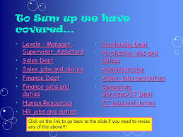 Main job tasks and responsibilities. Functions Of Departments Ppt Video Online Download