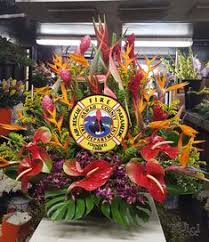 Large Tropical Custom Hawaii County Fire Department Arrangement Kui I Florist Llc Hilo Hawaii Kuiand Flower Creation Sympathy Flowers Flower Arrangements