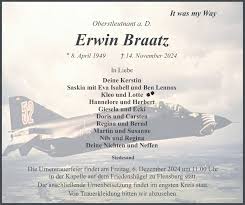 Traueranzeigen von Erwin Braatz