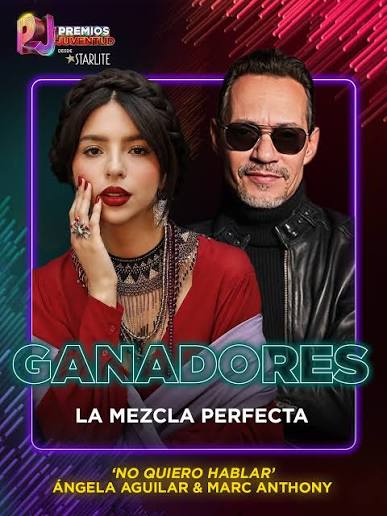 El #PremiosJuventud a “La Mezcla Perfecta” es para @angela_aguilar_ y @ marcanthony ✨
