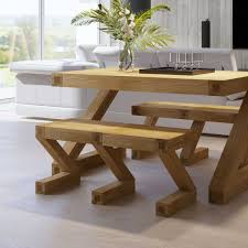 modern z shape oak kitchen dining table