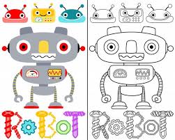 Colour cute robot colouring page. Coloring Pages Robots Print For Free A Large Collection