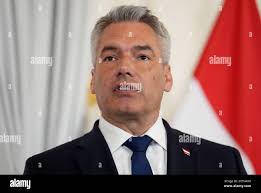The chancellor of austria, karl nehammer, during a meeting with prime  minister rishi sunak at federal chancellery ballhausplatz, austria. hi-res  stock photography and images