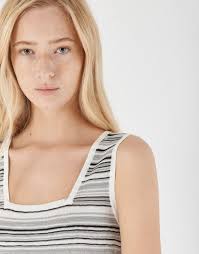 Top Cuello Halter Tank Top In Lurex A Costine Da Donna Tank Top Pinko Lurex  A Rayas Mujer Blancos Para