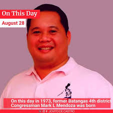 Former Batangas 4th district Congressman Mark Llandro "Dong" Latorre  Mendoza celebrates his 49th birthday today, August 28, 2022. Mark L Mendoza  is currently the head of the Presidential Legislative Liaison Office, also