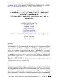 Por florencia ucha, en ene. Pdf El Juego Como Estrategia Ludica Para La Educacion Inclusiva Del Buen Vivir The Game As A Fun Strategy For The Inclusive Education Of Good Living
