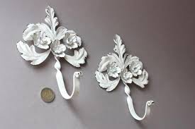 1 Wall Hook Rose Shabby White Rustic Floral Towel Hook Etsy Floral Towels Rustic Wall Hooks Shabby White