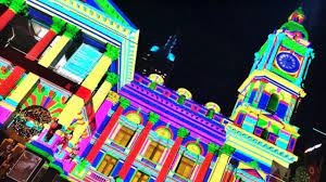 Laser Light Show On Melbourne City Buildings Light Show Laser Lights Victoria Australia
