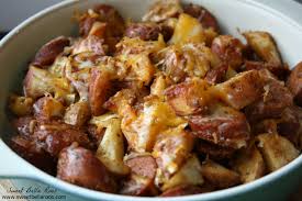 Spicy Sausage Potato Bake Baked Dinner Sausage And Potato Bake Spicy Sausage