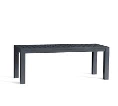 Metal outdoor dining chairs bring a sleek, industrial vibe. Indio Metal Dining Bench Slate Pottery Barn
