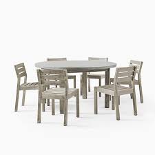 Concrete Outdoor Round Dining Table Portside Solid Wood Chairs Set Solid Wood Dining Chairs Round Dining Table Solid Wood Chairs