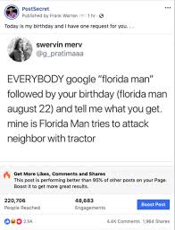 That brings the total number of people infected to 374,011 since the start of the pandemic. Noodles Believes In Democracy Ø¯Ø± ØªÙˆÛŒÛŒØªØ± Florida Man Who Had Sex With Dolphin Claims It Seduced Him