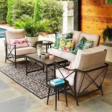 Allen Roth Rothenbee Wicker Outdoor Loveseat With Cushion And Canvas Flax Aluminum Frame Lowes Com In 2020 Conversation Set Patio Patio Furniture Sets Outdoor Loveseat