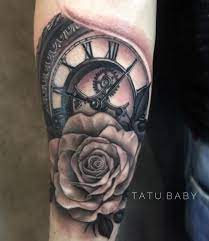 Clock And Rose Tattoo Email Tatubabytattoo Gmail Com For Appointments Rose Tattoos For Women Clock And Rose Tattoo Rose Tattoos