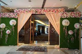 Restaurant wedding decor and arrangements. Floral Wedding Decoration Element Lights Entrance Gate Shower Stock Photo Picture And Royalty Free Image Image 148730465