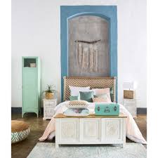 Scandi oak wood chocolate brown solid beech wood. Mango Wood Bedside Table With Drawer In White W 42cm Avignon Maisons Du Monde