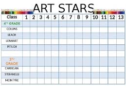 Art Stars Class Sticker Chart Behavior Management
