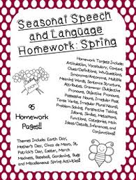 Seasonal Speech And Language Homework Spring Speech And Language Multiple Meaning Words Synonyms And Antonyms Words