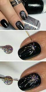 Set Nails For The New Year Firework Nails New Years Eve Nails Nail Designs Bling