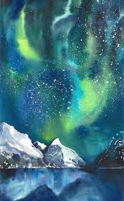 Yoi Studio Notitle Studio Yoi In 2020 Aurora Borealis Painting Northern Lights Watercolor Northern Lights Painting