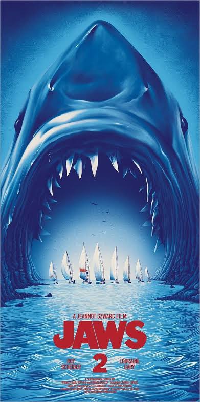 Jaws 2 Movie Film Great White Shark Giclee Art Print Poster 12x24 Mondo NEW