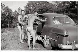 Vintage 1940's Photo Reprint Muscular Nude Man Gets in Car - Etsy