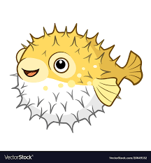 Cute Happy Smiling Puffer Fish Vector Image Puffer Fish Art Fish Vector Fish Cartoon Drawing